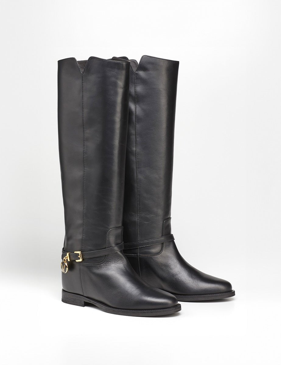 stivale cinturino bottone nero - viaroma15 - stivale