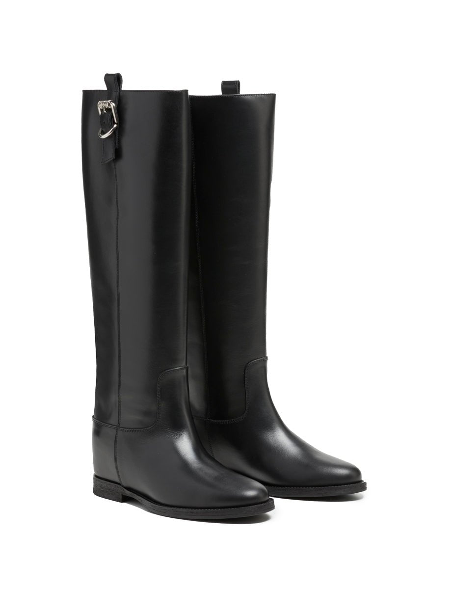 stivale nappa fibbia argento nero - viaroma15 - stivale