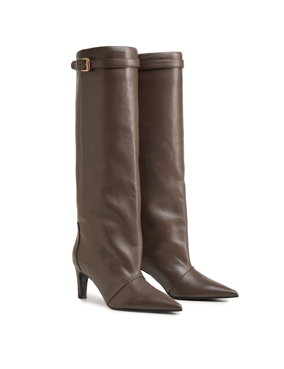 stivale nappa fibbia taupe - lella baldi - stivale