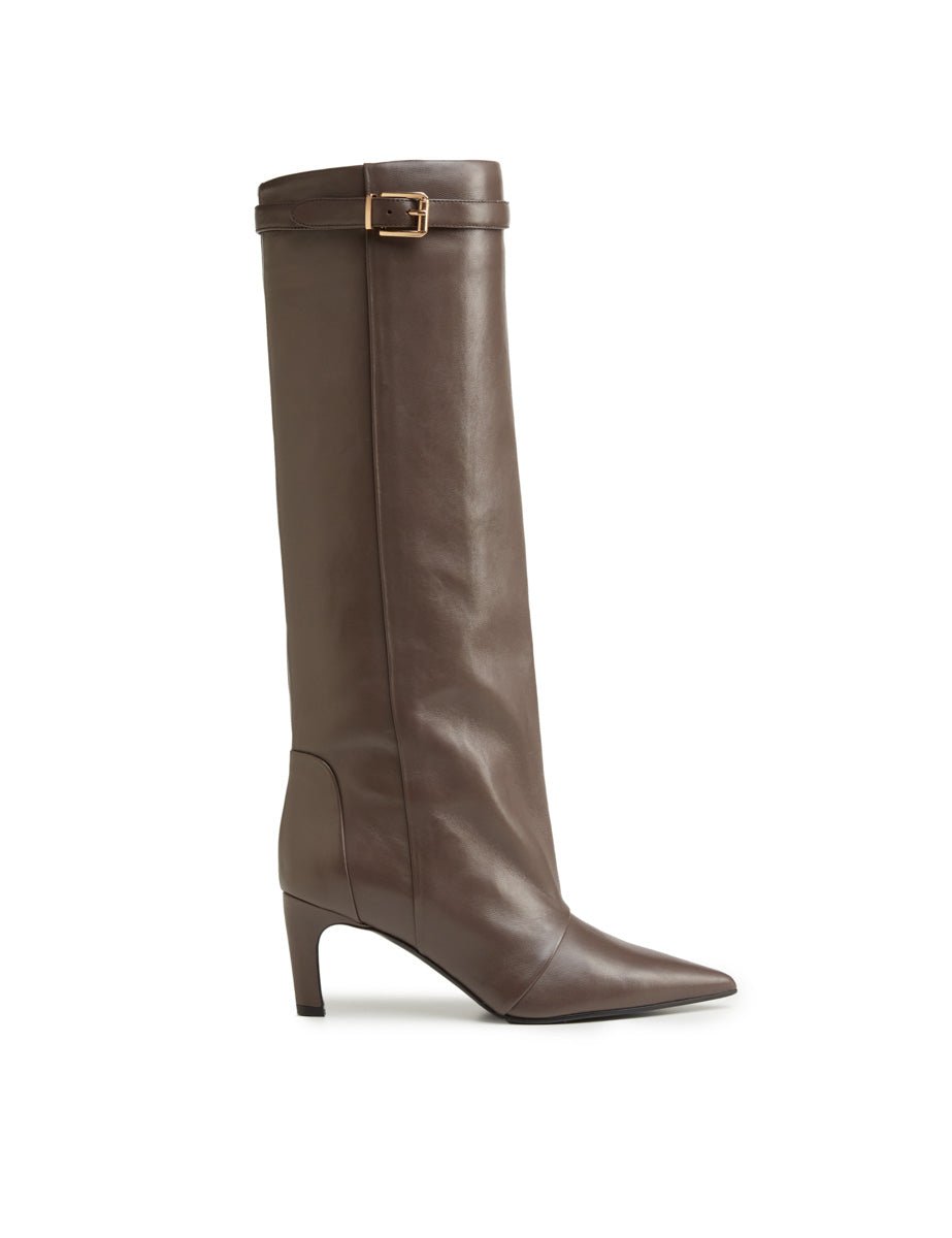 stivale nappa fibbia taupe - lella baldi - stivale