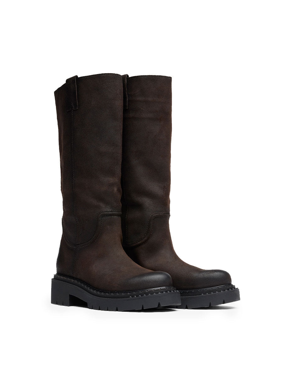 stivale oily pelle scamosciata moro - ash - stivale