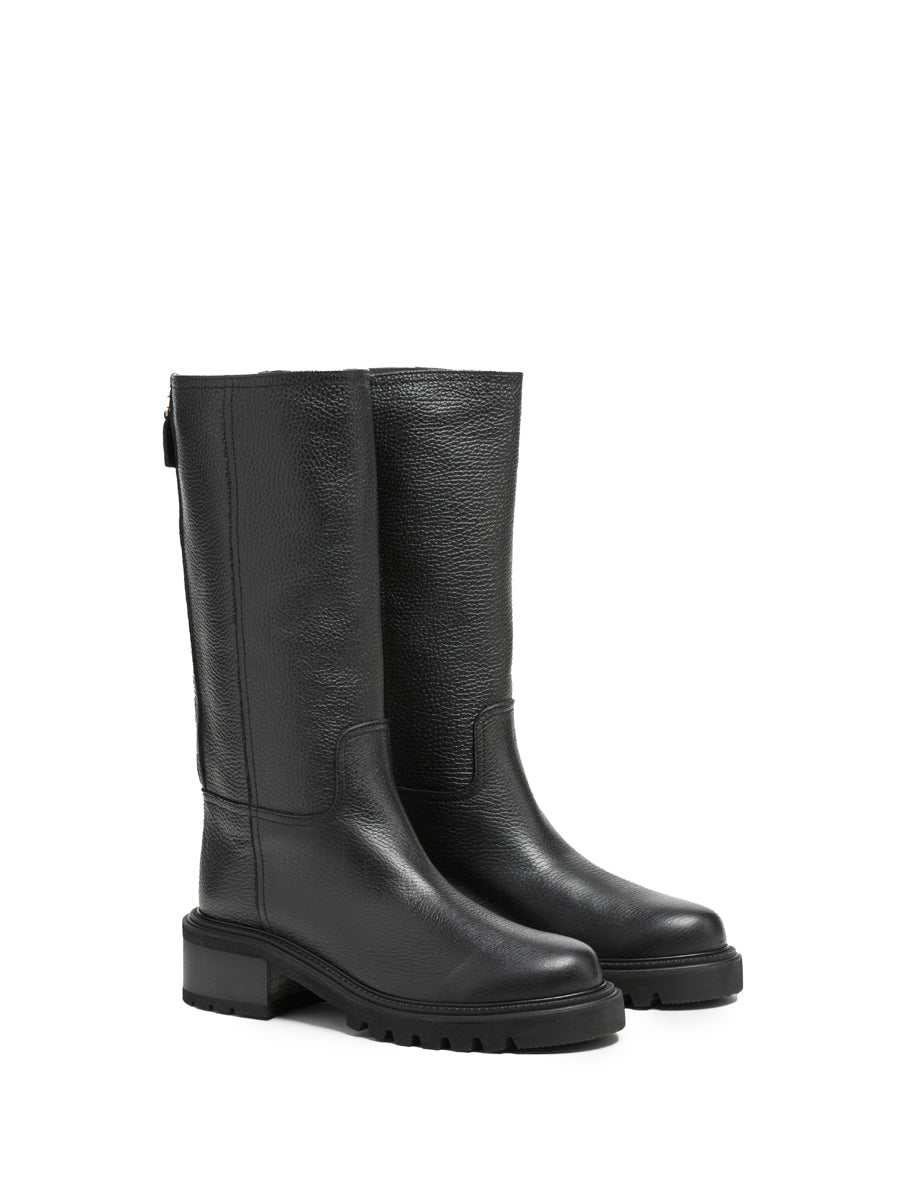 stivale pompiere pelle martellata zip nero - viaroma15 - stivale