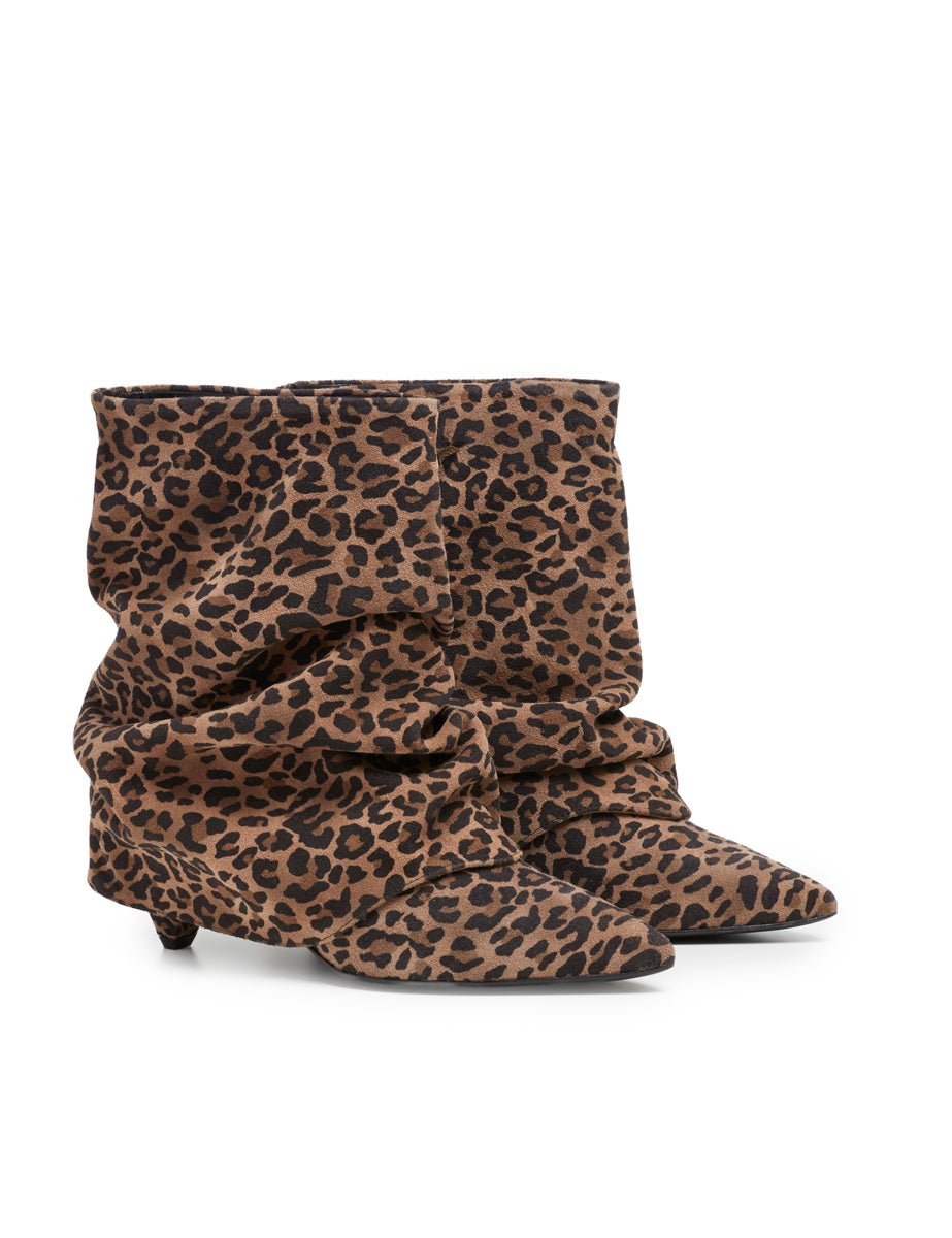stivaletto a tubo arricciato leopardo - alchimia - stivaletto