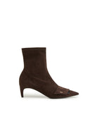 stivaletto camoscio cacao nero - del carlo - stivaletto