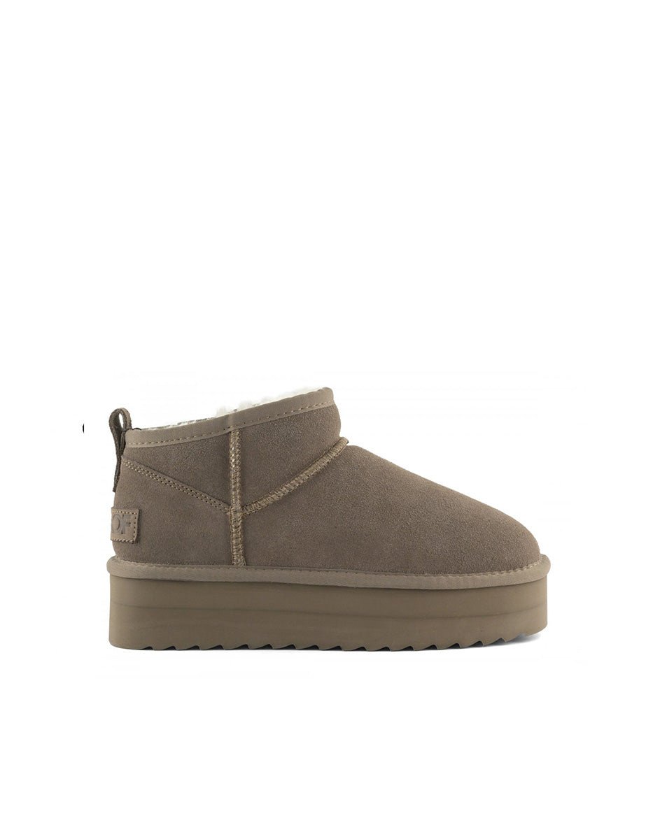 stivaletto platform suede montone taupe - colors of california - stivaletto