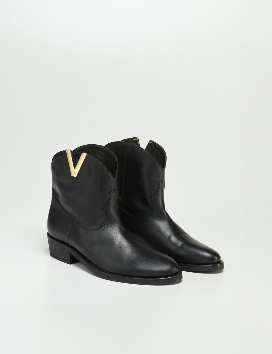 stivaletto texano nappa nero - viaroma15 - stivaletto