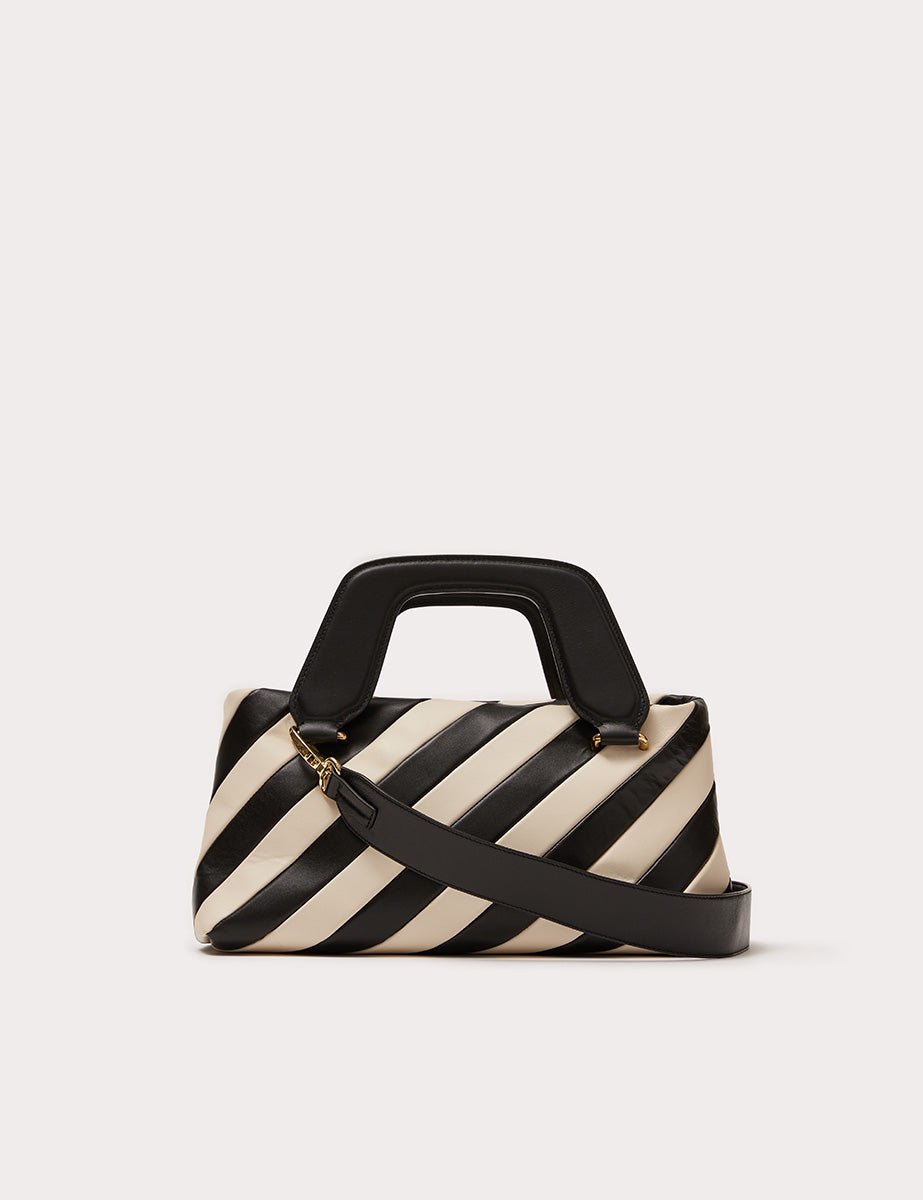 stripe alice tote bag black cream - aim - clutch