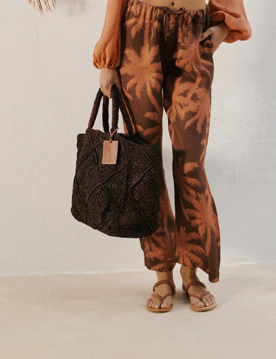 sunset bag large natural chocolate - maneb� - shopper