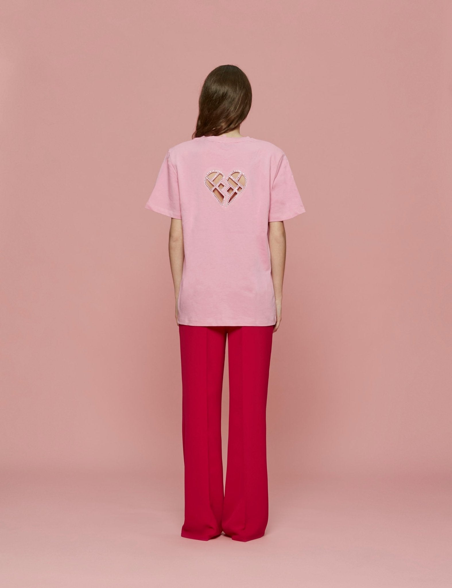 t-shirt boxy strass rosa - Frida SRL