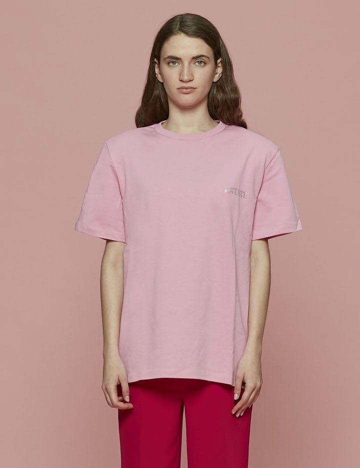 t-shirt boxy strass rosa - Frida SRL