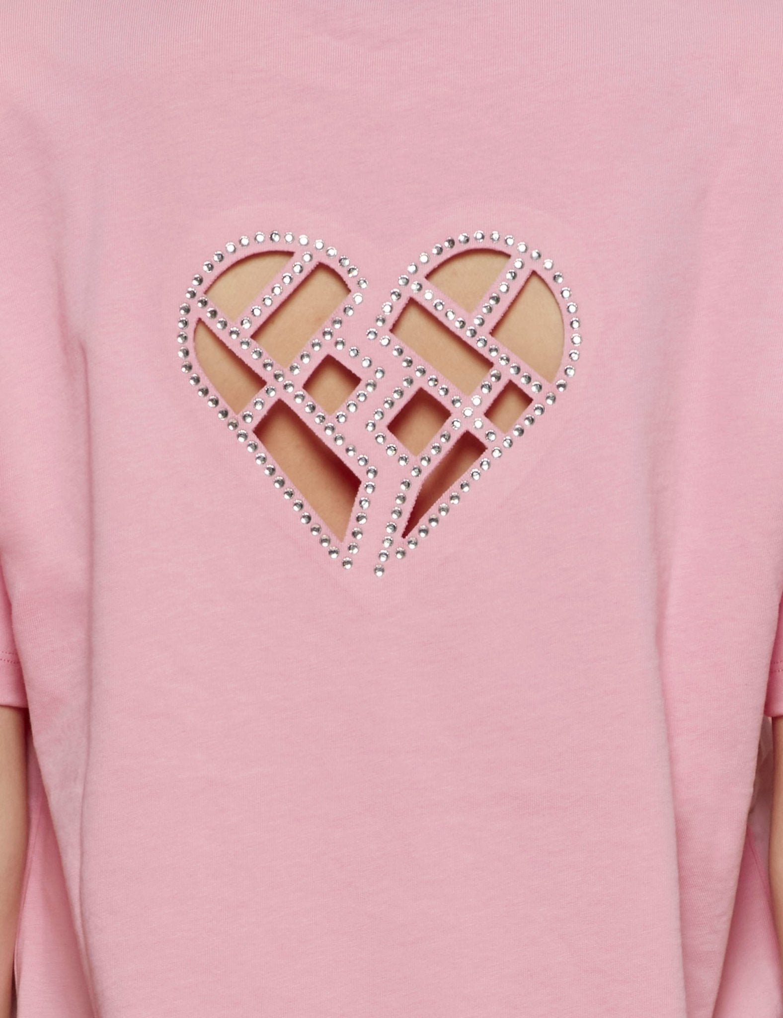 t-shirt boxy strass rosa - Frida SRL