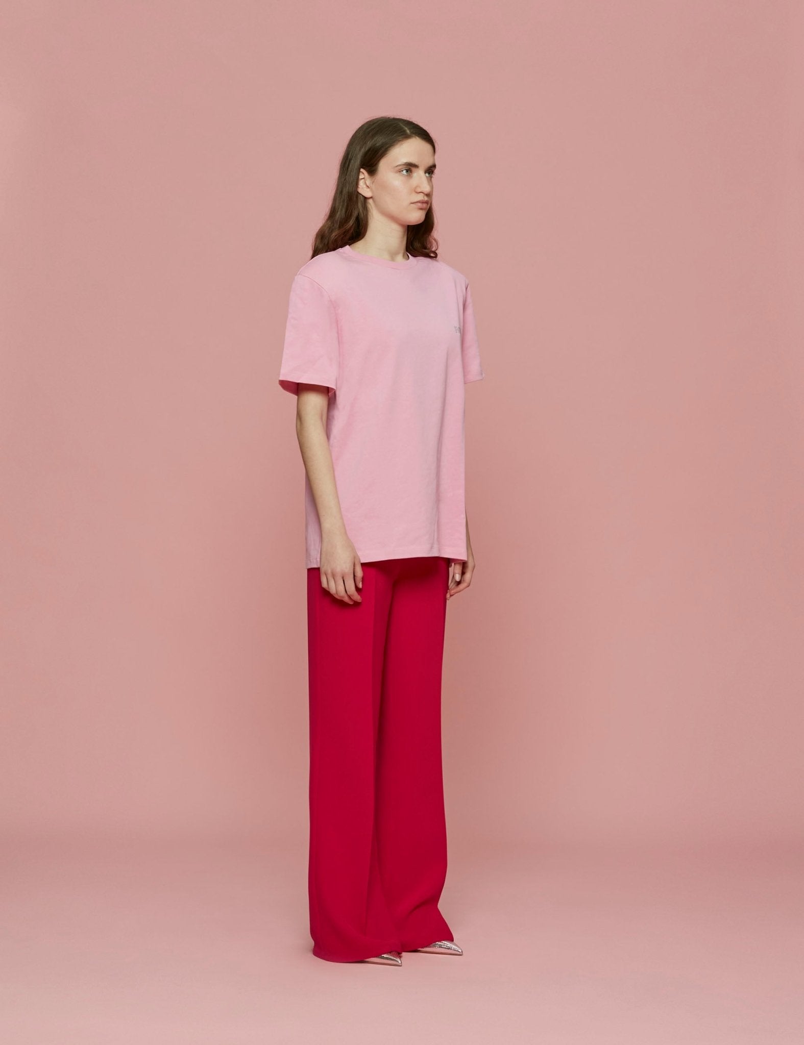 t-shirt boxy strass rosa - Frida SRL