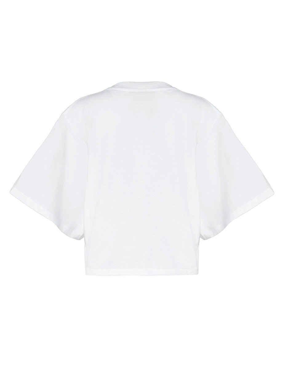 t-shirt cropped jersey bianco - Frida SRL