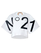 t-shirt cropped jersey bianco - Frida SRL