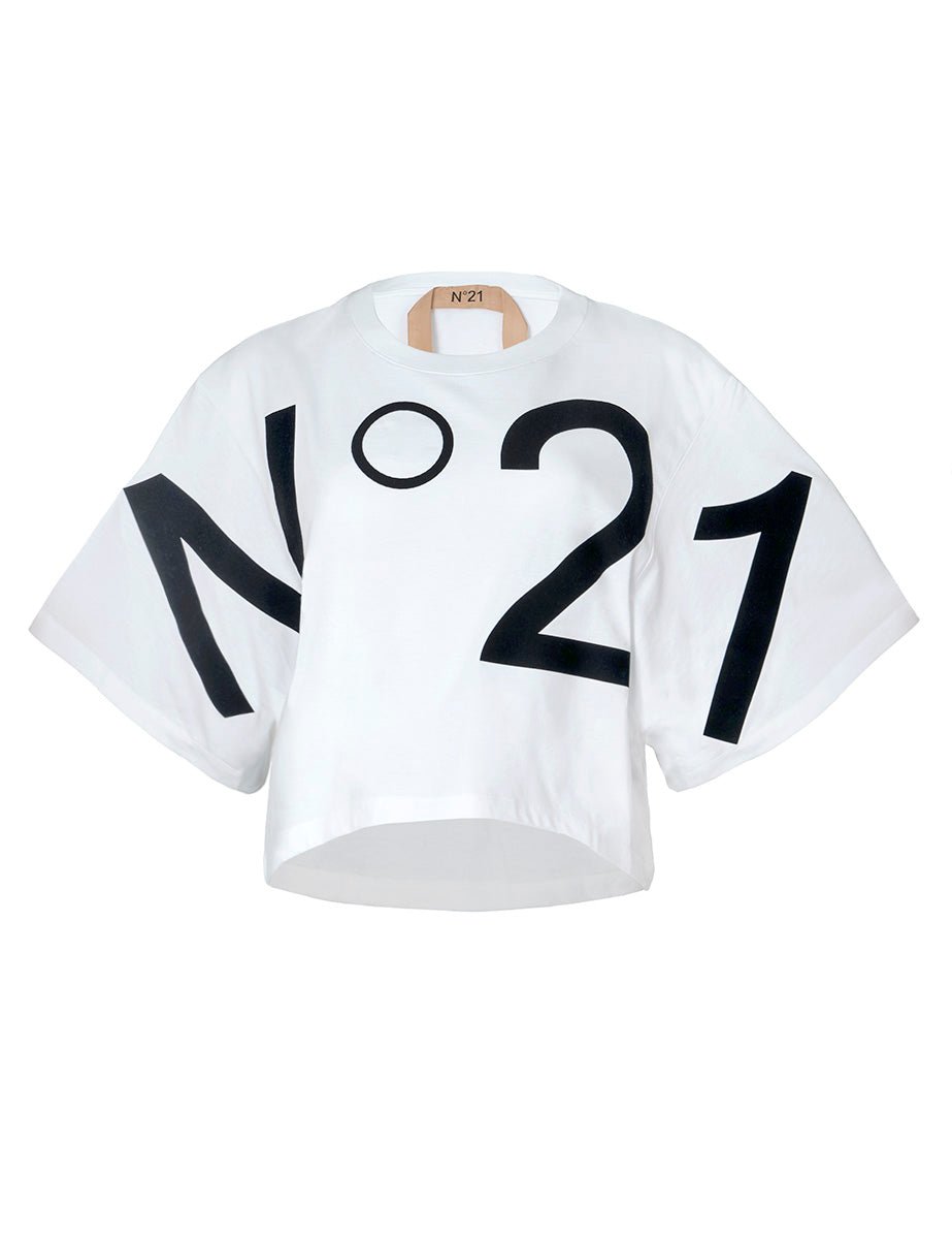 t-shirt cropped jersey bianco - Frida SRL