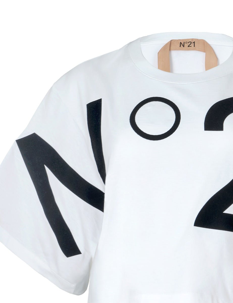 t-shirt cropped jersey bianco - Frida SRL