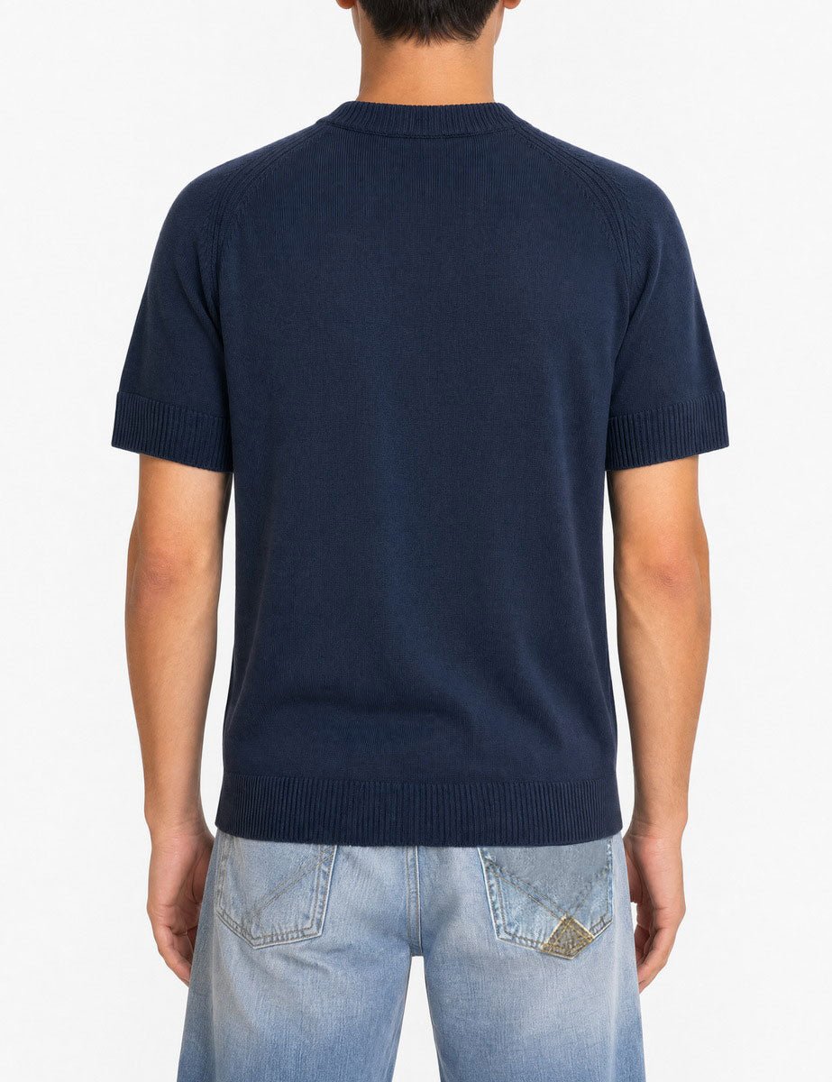 t-shirt girocollo lino cotone blu - daniele fiesoli - t-shirt
