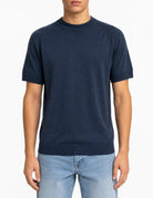 t-shirt girocollo lino cotone blu - daniele fiesoli - t-shirt
