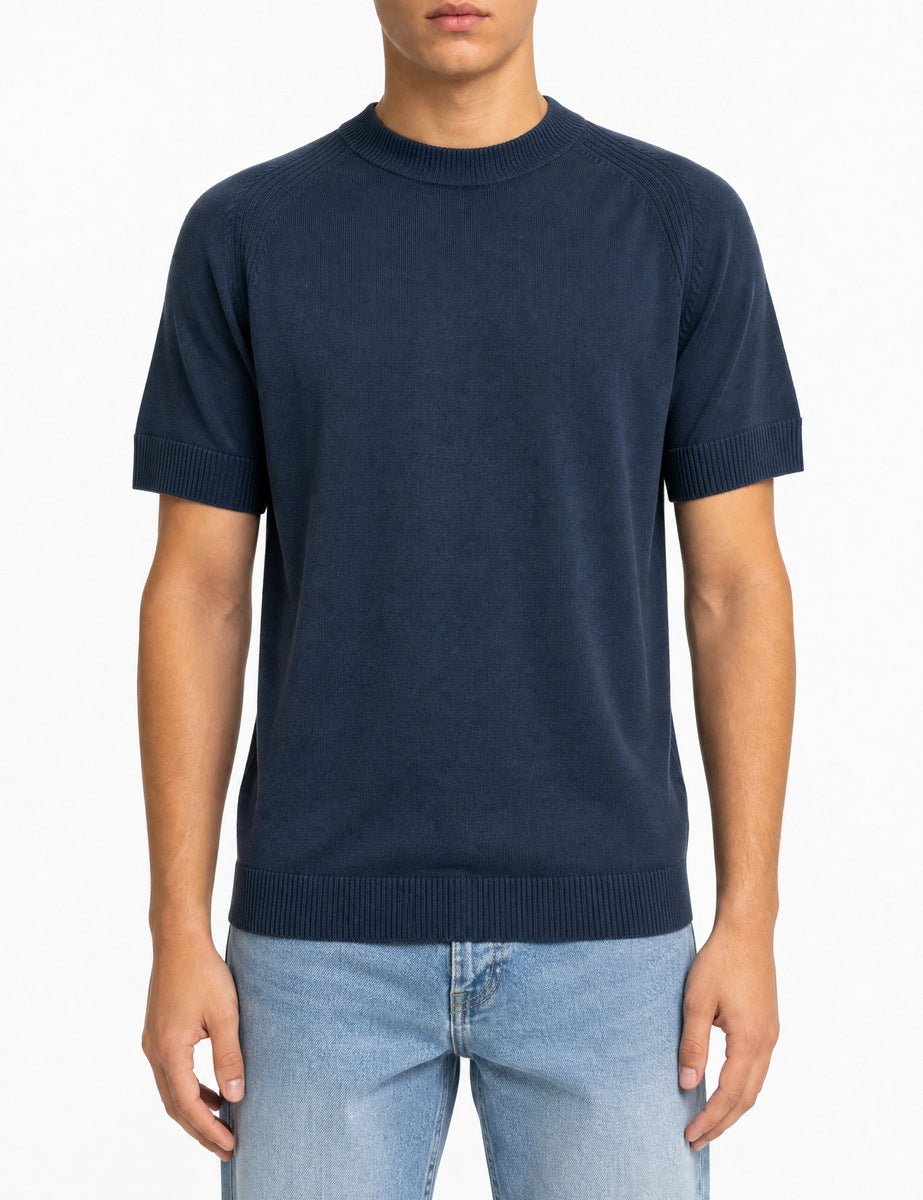 t-shirt girocollo lino cotone blu - daniele fiesoli - t-shirt