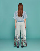 t-shirt girocollo lino spruzzato azzurro - roberto collina - t-shirt