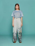 t-shirt girocollo lino spruzzato azzurro - roberto collina - t-shirt