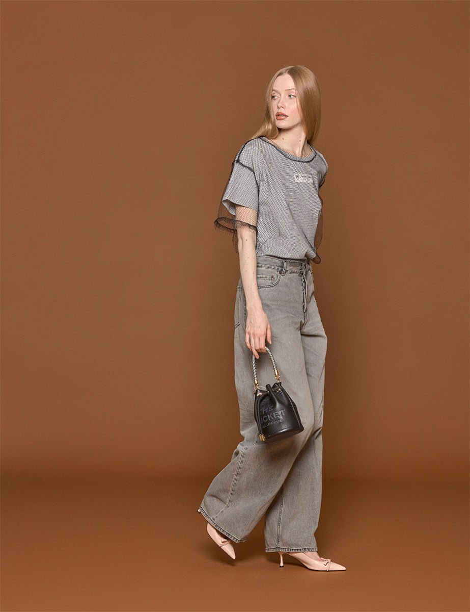 t-shirt jersey rete grigio melange - n21 alessandro dell'acqua - t-shirt