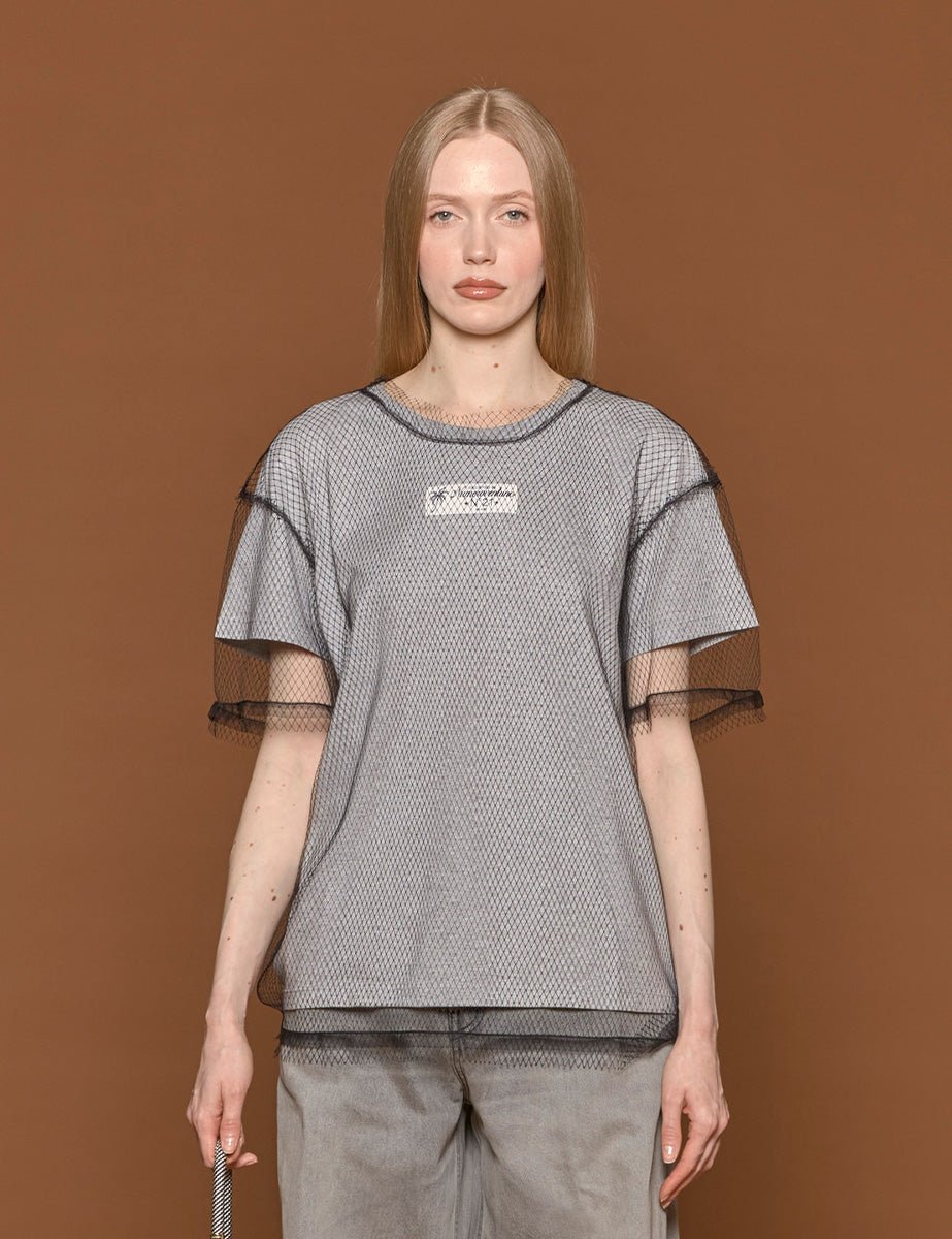 t-shirt jersey rete grigio melange - n21 alessandro dell'acqua - t-shirt