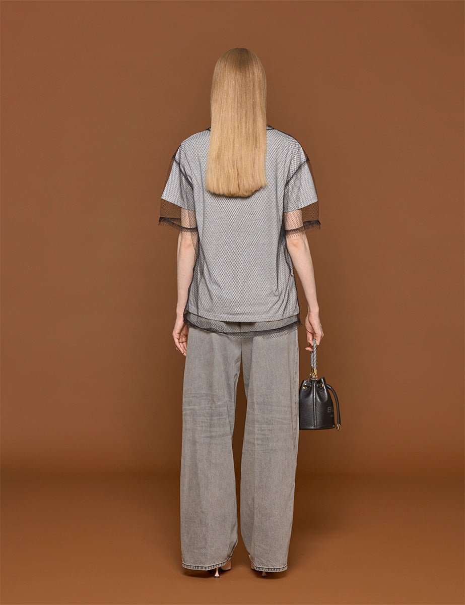 t-shirt jersey rete grigio melange - n21 alessandro dell'acqua - t-shirt