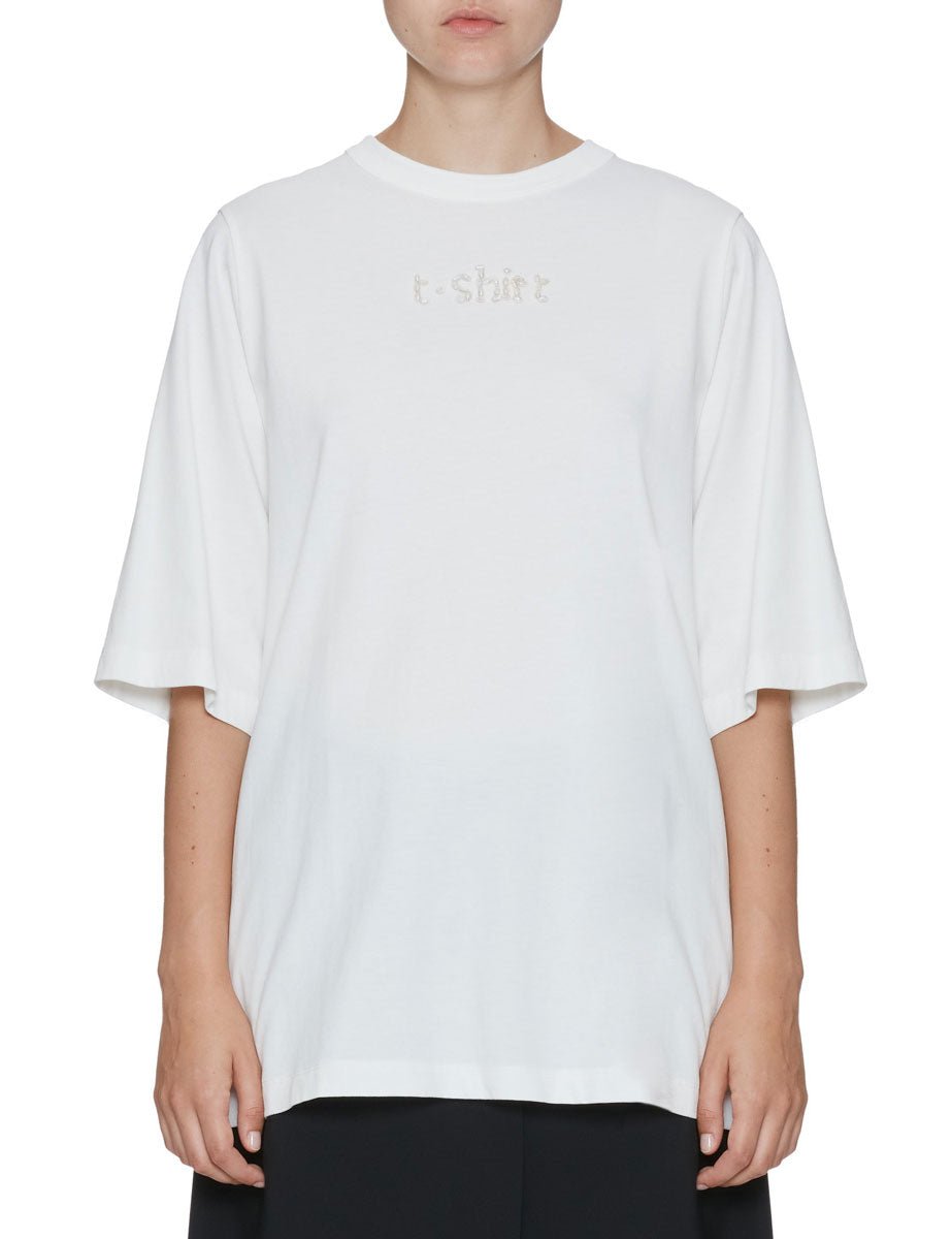t-shirt over ricamo perle latte - alysi - t-shirt