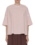 t-shirt over righe bianco rosso - plan c - t-shirt