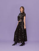 t-shirt paillettes nero - Frida SRL