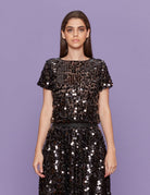 t-shirt paillettes nero - Frida SRL