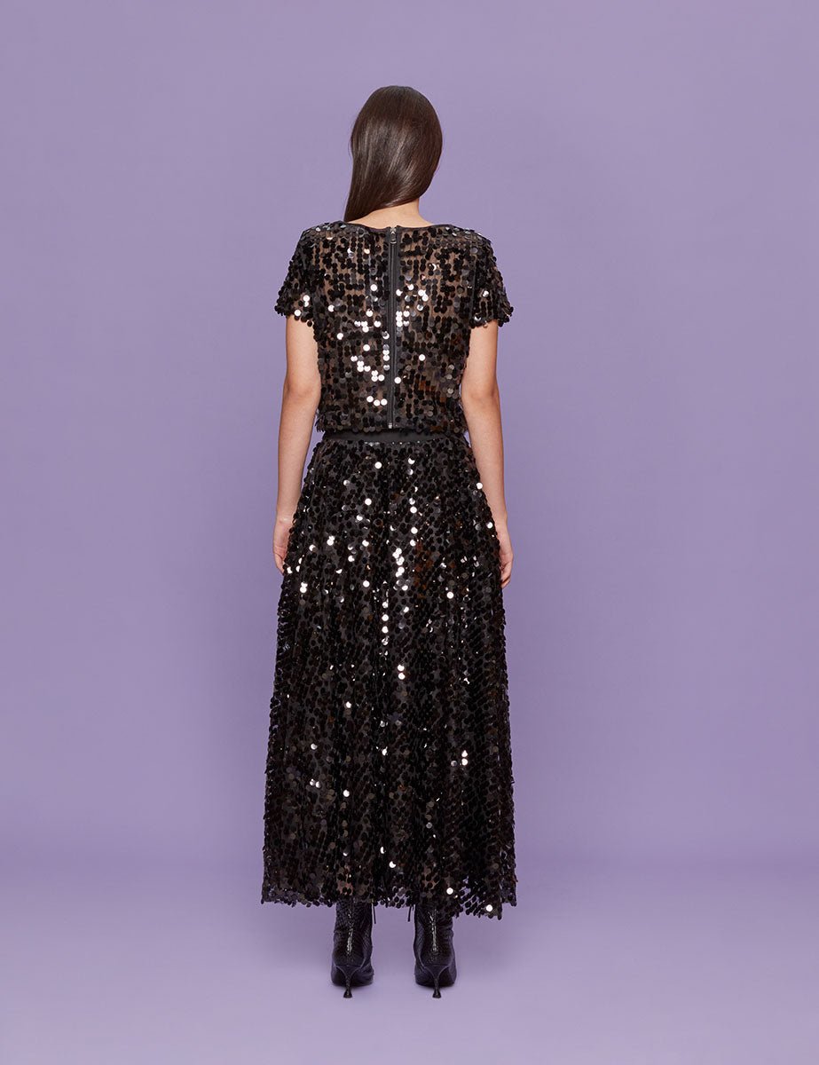 t-shirt paillettes nero - Frida SRL