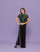 t-shirt paillettes verde - blufrida - t-shirt