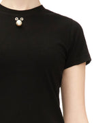 t-shirt slim piercing perla black - Frida SRL