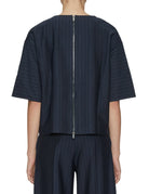t-shirt zip back gessato blu notte - Frida SRL
