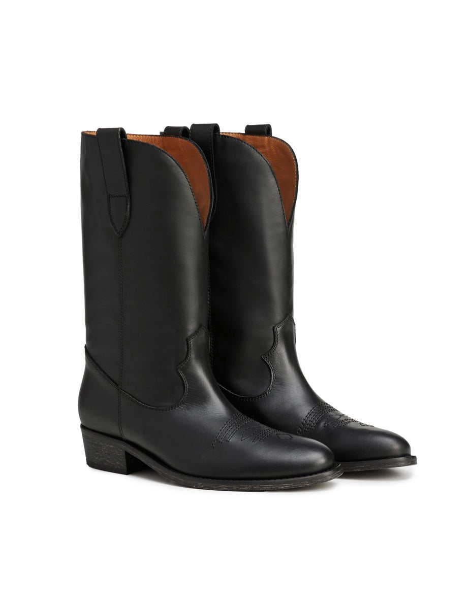 texano liscio nero - viaroma15 - stivaletto