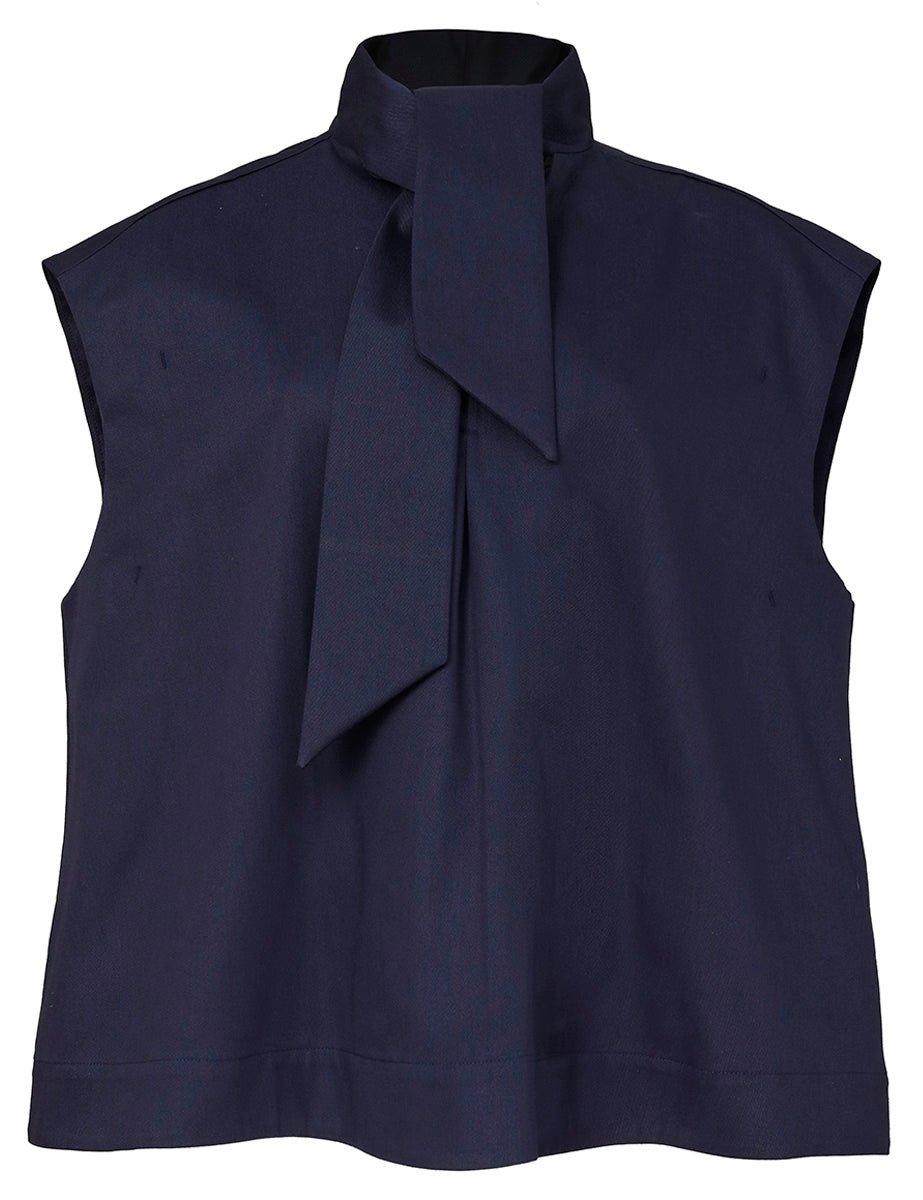 top demi over drill cotone blu - Frida SRL