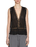 top scollatura voile pizzo nero - forte forte - top