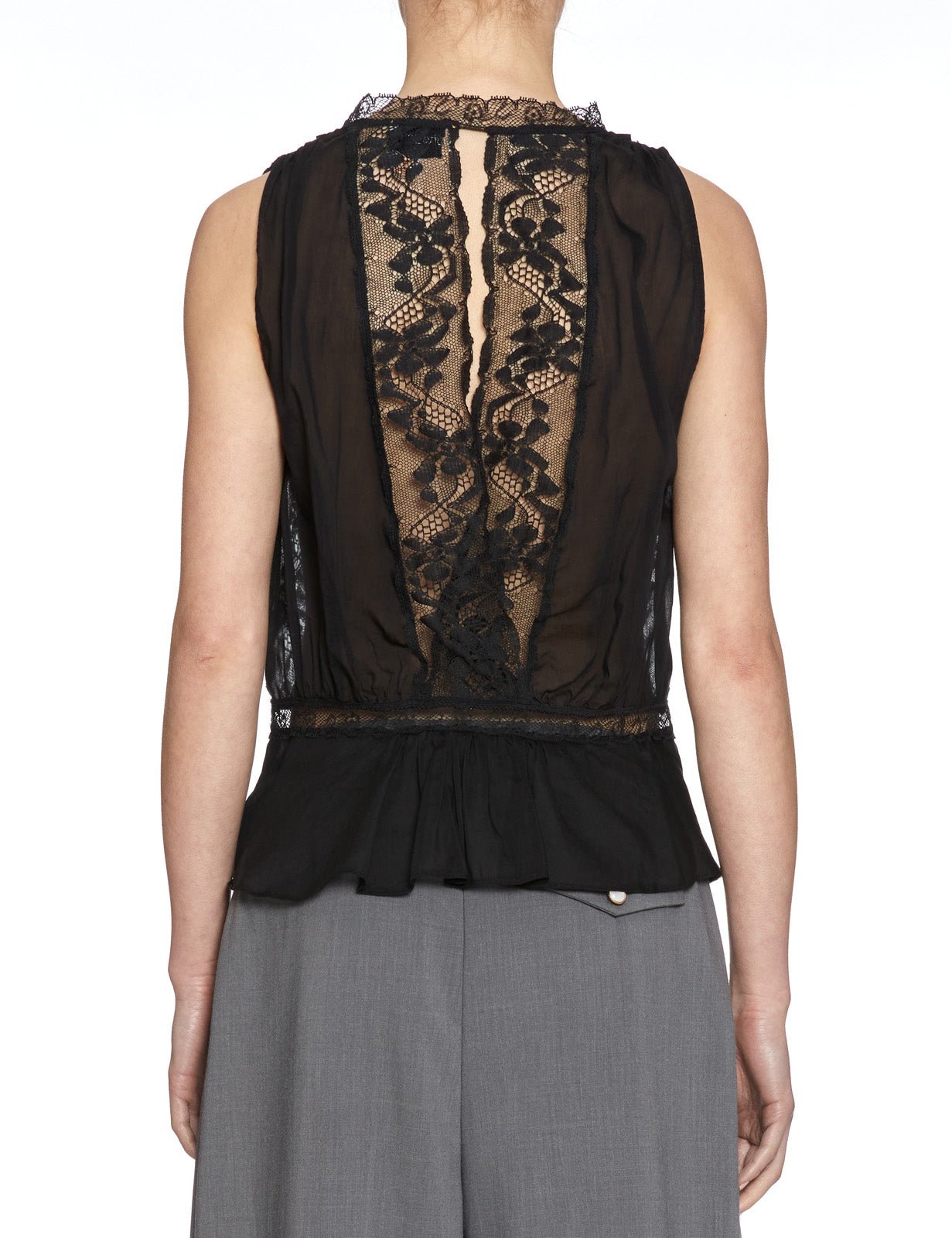 top scollatura voile pizzo nero - forte forte - top