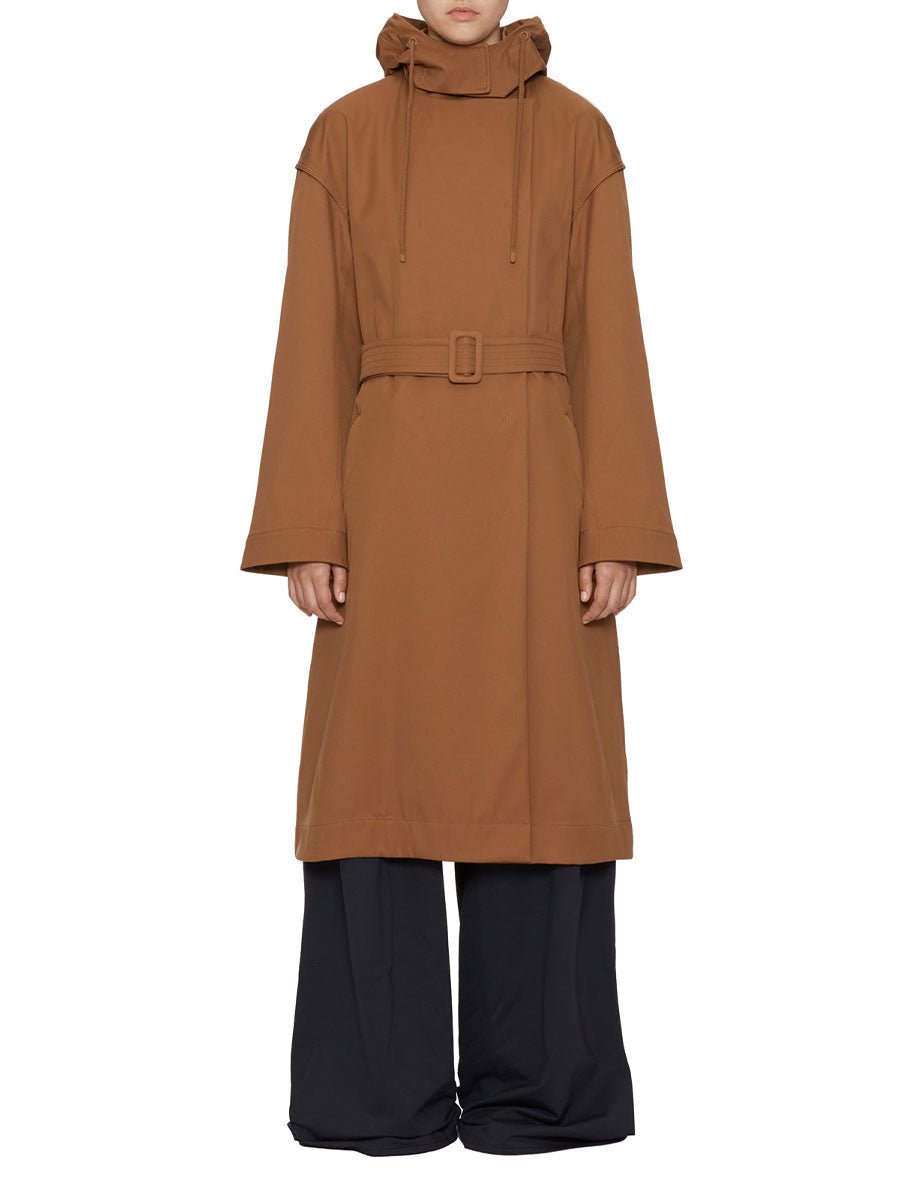 trench impermeabile cappuccio noce - mm by max mara - trench