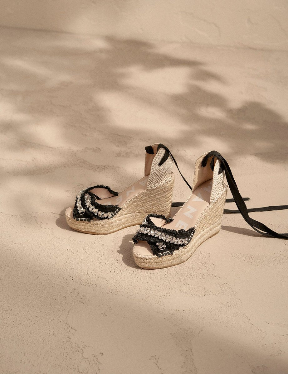 valenciana zeppa crystals black - maneb� - sandalo tacco