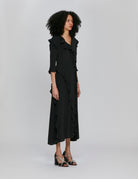 abito lungo volant nero - Frida SRL