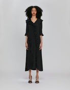 abito lungo volant nero - Frida SRL