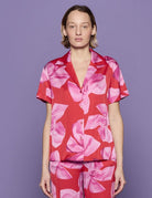camicia bowling jersey viscosa rosso e rosa - Frida SRL