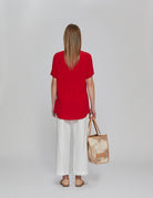 camicia seta maniche corte rosso - Frida SRL