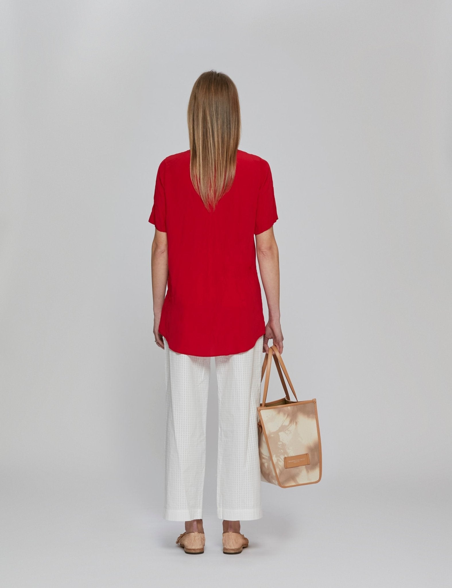 camicia seta maniche corte rosso - Frida SRL