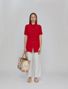 camicia seta maniche corte rosso - Frida SRL