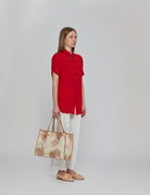 camicia seta maniche corte rosso - Frida SRL