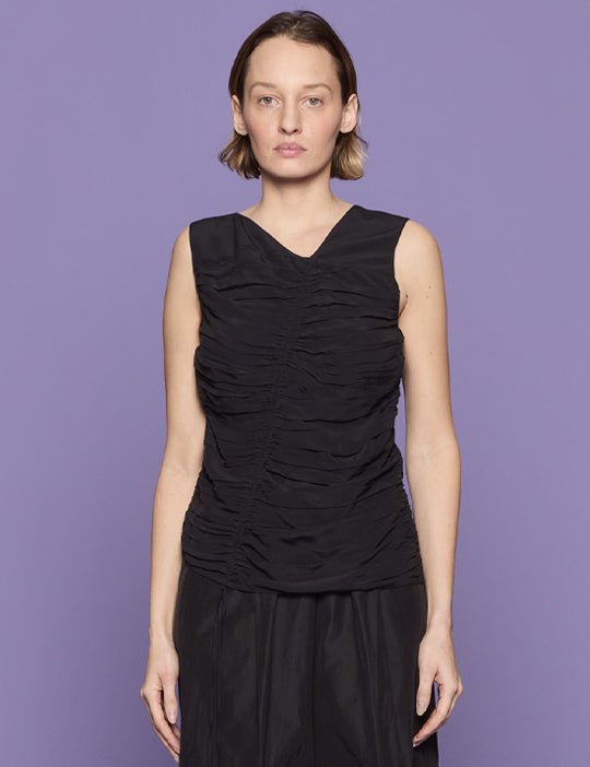 canotta arricciatura coulisse nero - Frida SRL